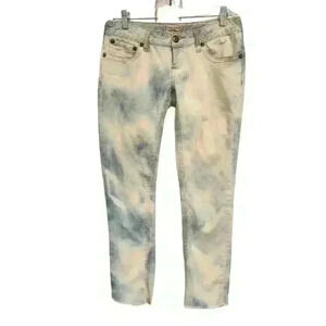 Women's Free People Low Rise Acid Washed Frayed Hem Jeans